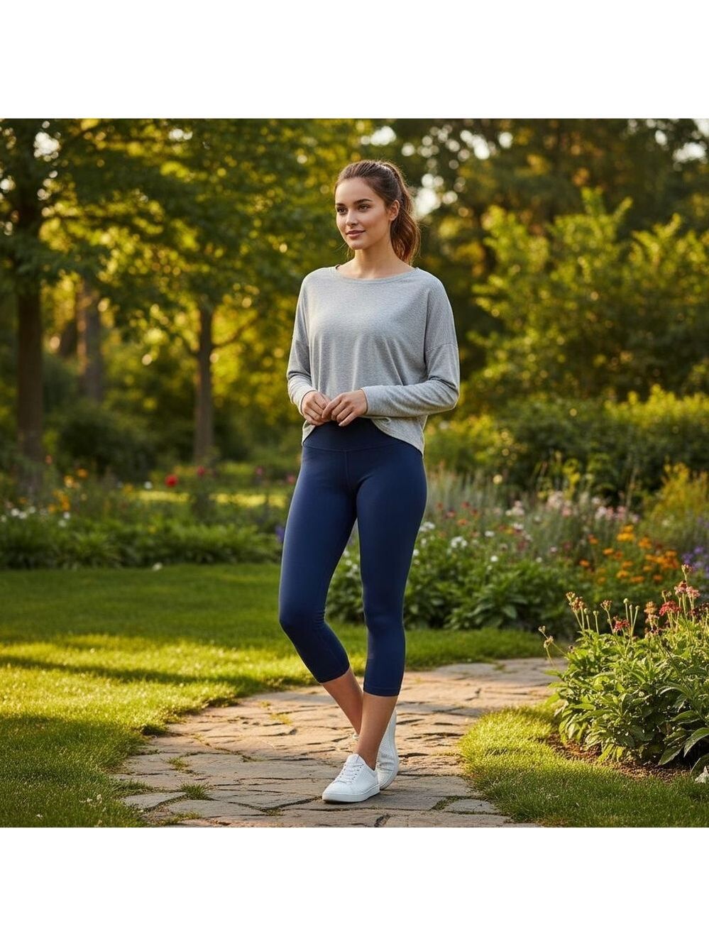 J. Crew Active Navy Blue Ribbed Leggings Size Medium